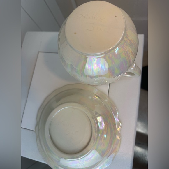 Iridescent Pitcher & Bowl Set Royal Haeger Style Cottagecore Retroglam Accent - Picture 9 of 11